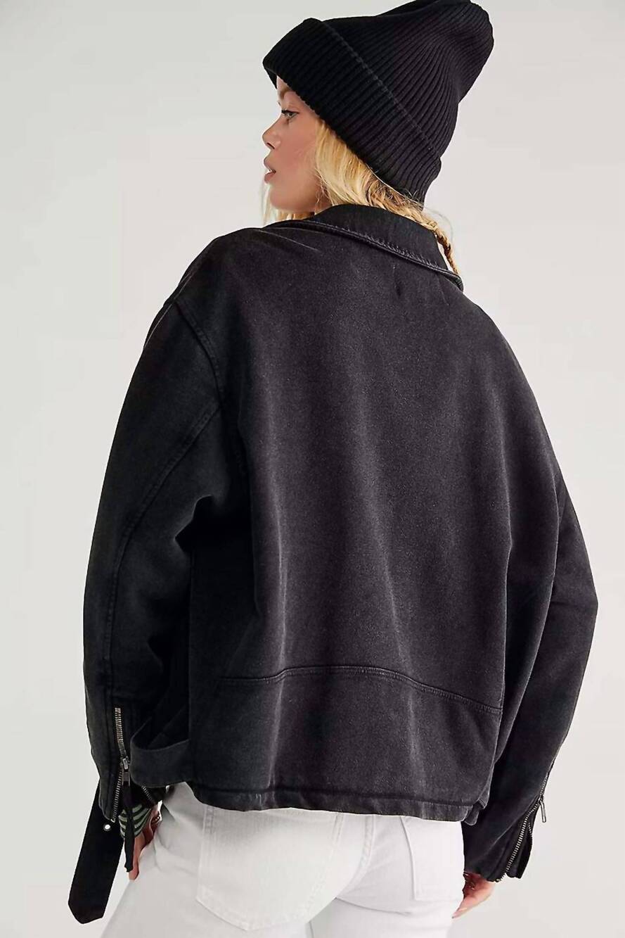 NEW FREE PEOPLE rebel rebel knit moto jacket in black - Picture 5 of 8